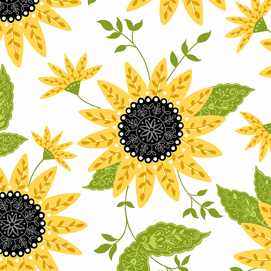 Bee Happy Black Clamshell by Andover Fabrics Sold by the Yard Cut  Continuous in Stock Ships Today -  Ireland