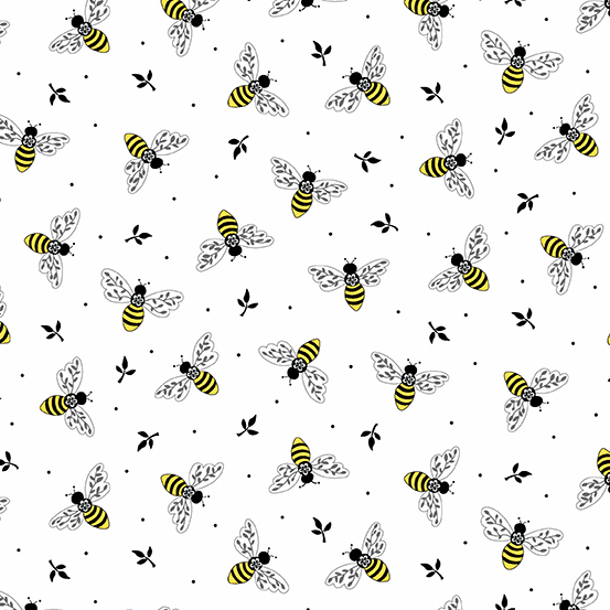 Bee Happy Black Clamshell by Andover Fabrics Sold by the Yard Cut  Continuous in Stock Ships Today -  Ireland
